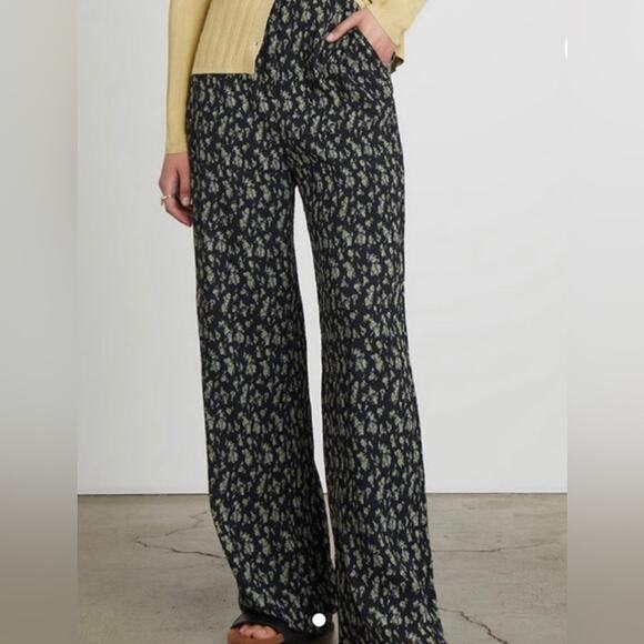 Who What Wear Madden High Waisted 1X Ditsy Floral Pants Straight Wide Leg Black - Picture 1 of 8